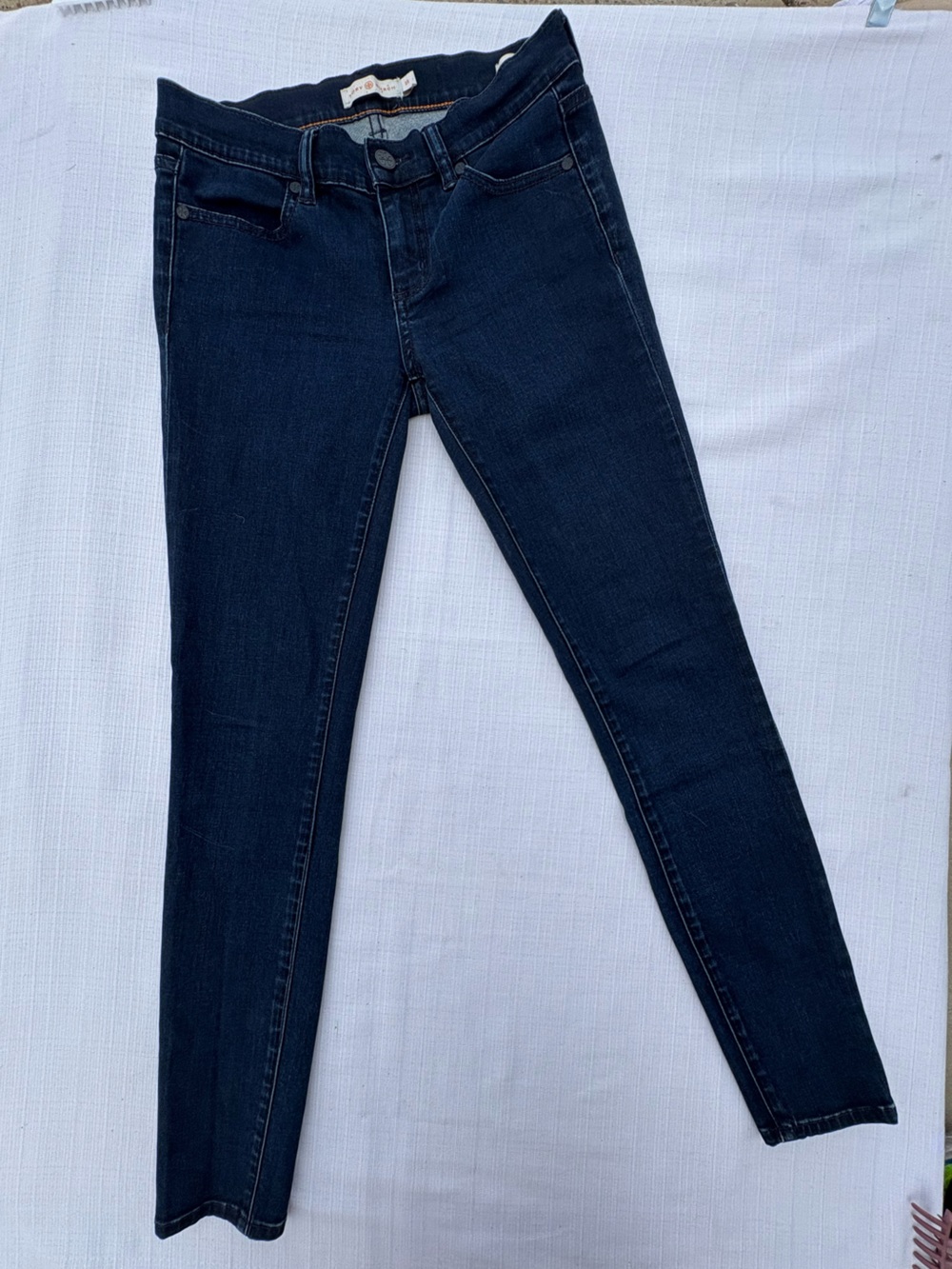 Tory Burch “legging” Dark blue low rise skinny jeans with logo Low rise Jeans